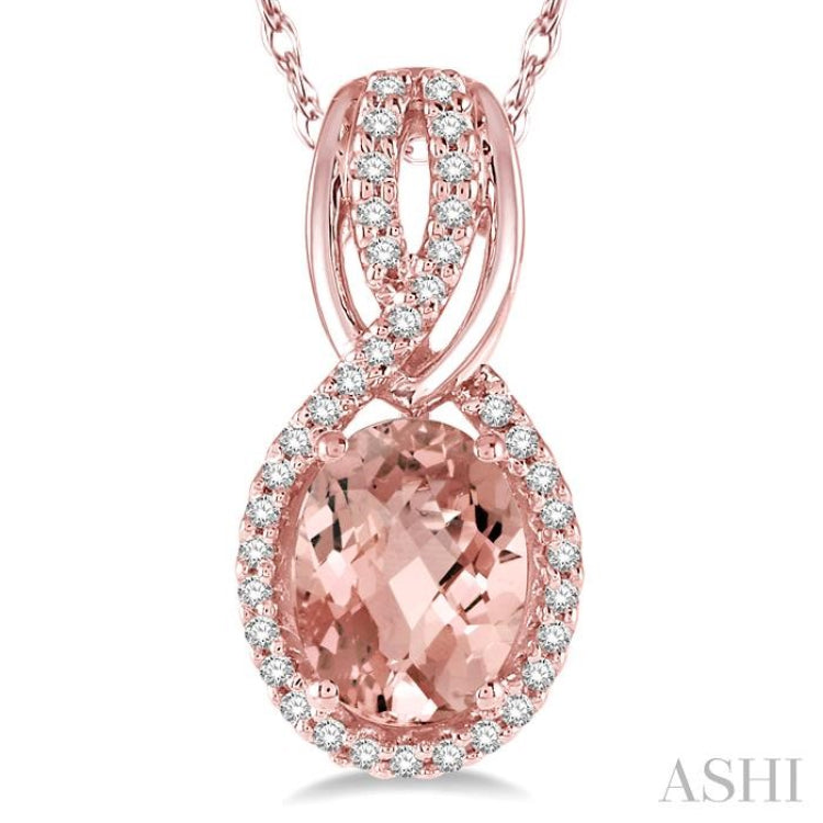 Oval Shape Gemstone & Halo Diamond Pendant