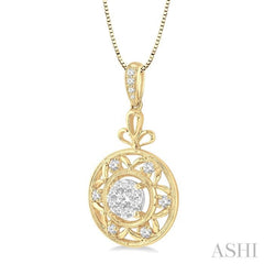 1/2 Ctw Round Cut Diamond Lovebright Pendant in 14K Yellow and White Gold with Chain