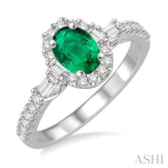 Oval Shape Gemstone & Halo Diamond Ring