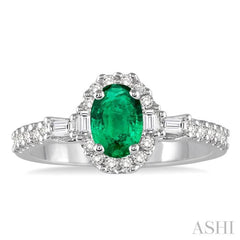 Oval Shape Gemstone & Halo Diamond Ring