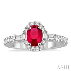 Oval Shape Gemstone & Halo Diamond Ring