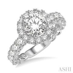 Round Shape Semi-Mount Halo Diamond Engagement Ring