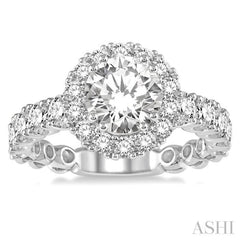 Round Shape Semi-Mount Halo Diamond Engagement Ring