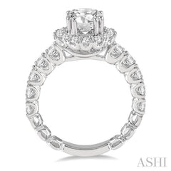 Round Shape Semi-Mount Halo Diamond Engagement Ring