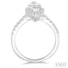 Marquise Shape Semi-Mount Halo Diamond Engagement Ring