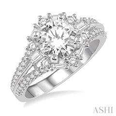 Round Shape Semi-Mount Diamond Engagement Ring