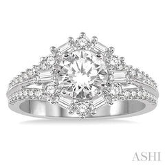 Round Shape Semi-Mount Diamond Engagement Ring