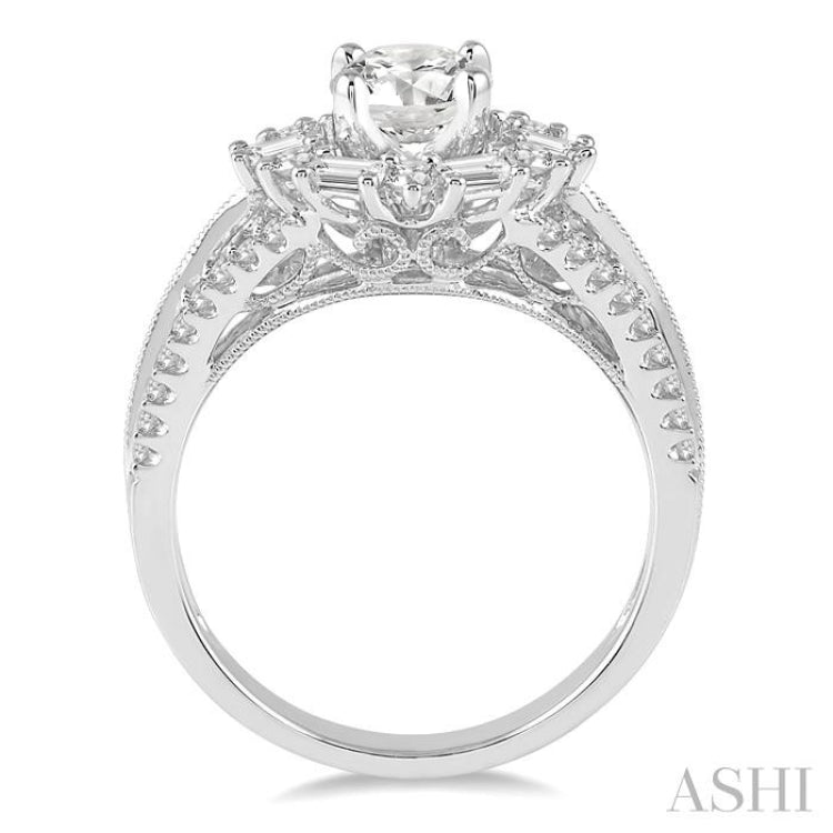 Round Shape Semi-Mount Diamond Engagement Ring