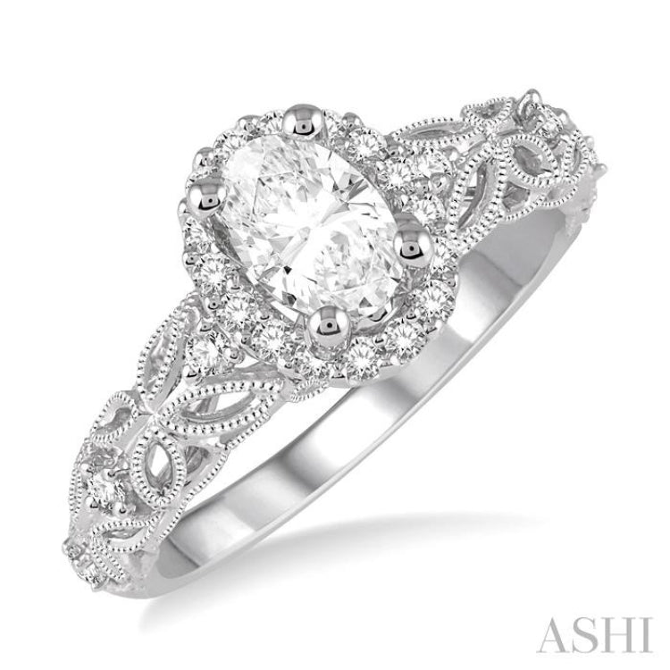 Oval Shape Halo Diamond Engagement Ring