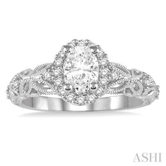 Oval Shape Halo Diamond Engagement Ring