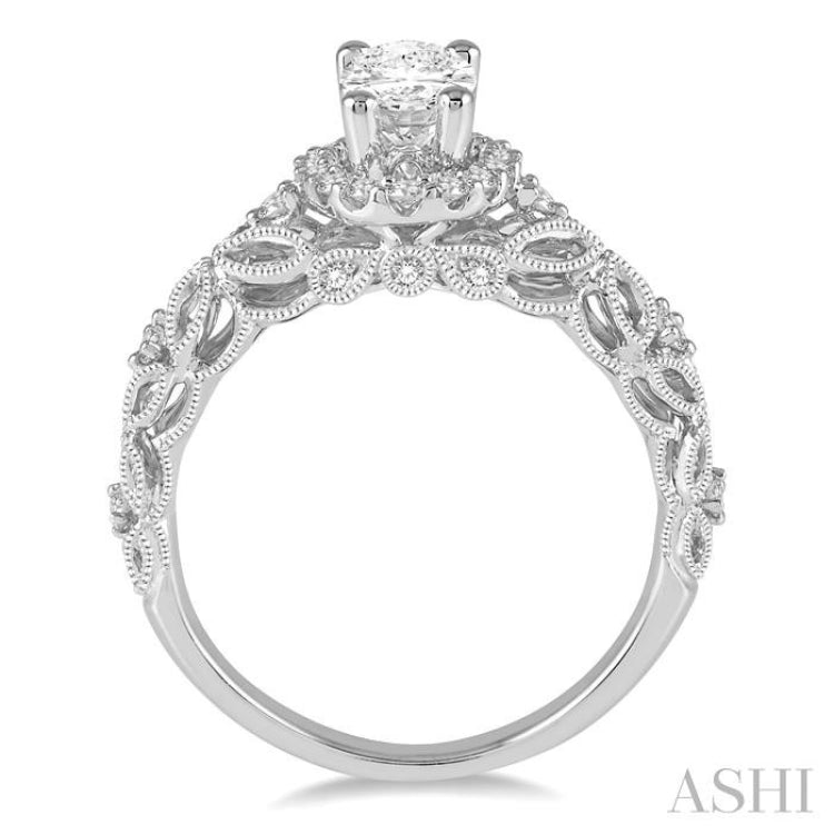 Oval Shape Halo Diamond Engagement Ring