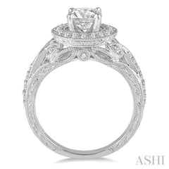 Round Shape Semi-Mount Halo Diamond Engagement Ring