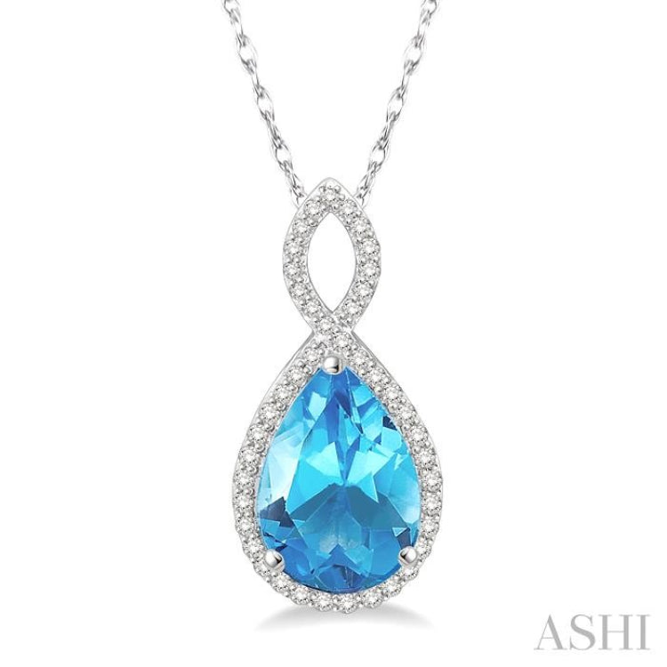 Pear Shape Gemstone & Halo Diamond Pendant