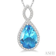 Pear Shape Gemstone & Halo Diamond Pendant