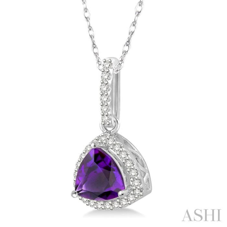 Trillion Shape Gemstone & Halo Diamond Pendant