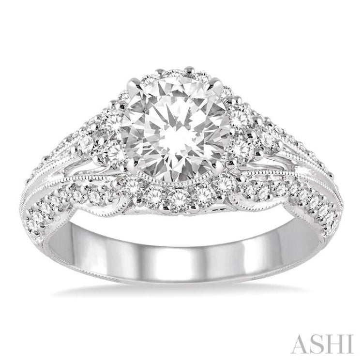 Round Shape Halo Diamond Engagement Ring