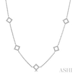 Square Diamond Station Necklace