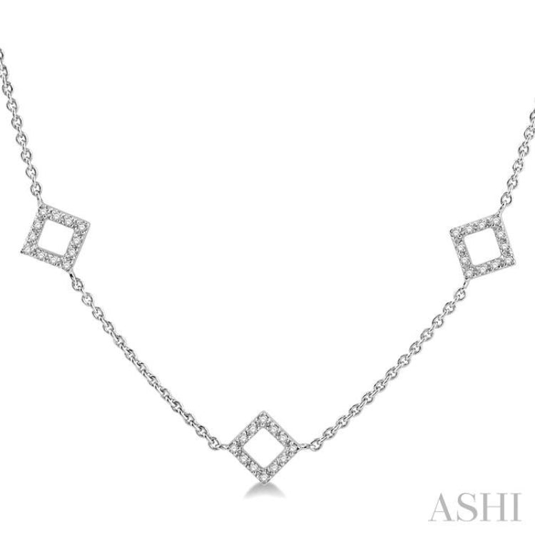 Square Diamond Station Necklace