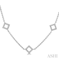 Square Diamond Station Necklace