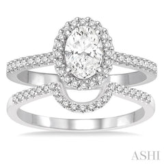 Oval Shape Halo Diamond Wedding Set