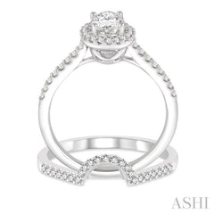 Oval Shape Halo Diamond Wedding Set