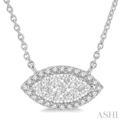 Marquise Shape East-West Halo Lovebright Essential Diamond Necklace