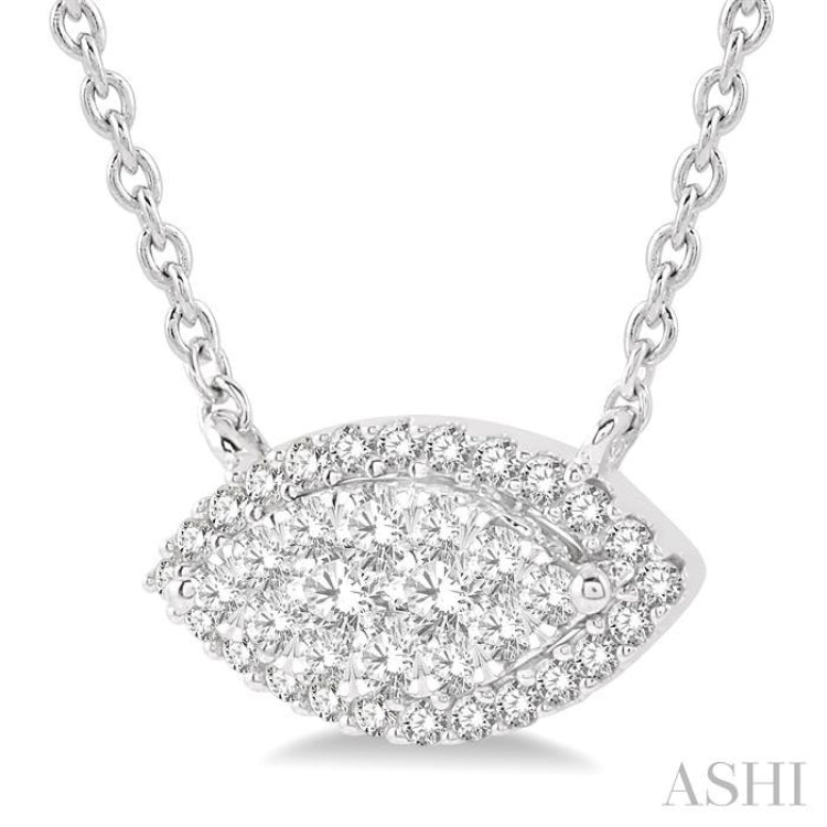 Marquise Shape East-West Halo Lovebright Essential Diamond Necklace