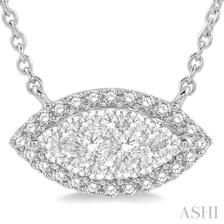 Marquise Shape East-West Halo Lovebright Essential Diamond Necklace