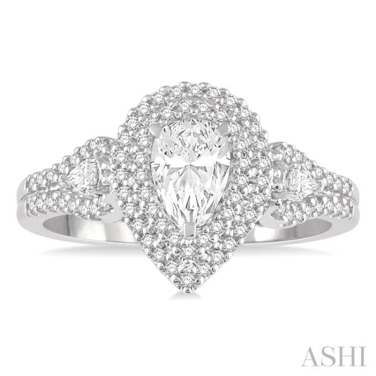 Pear Shape Halo Diamond Engagement Ring