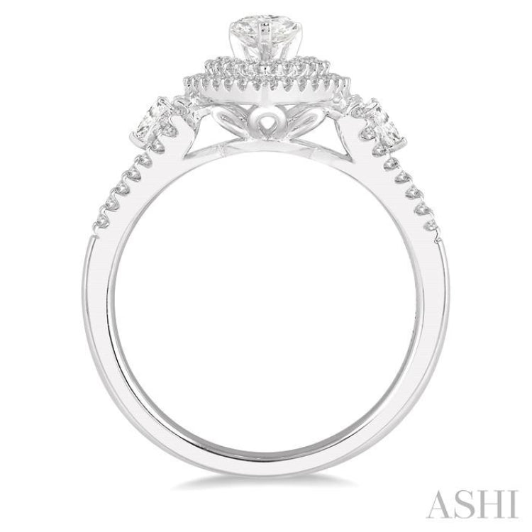 Pear Shape Halo Diamond Engagement Ring