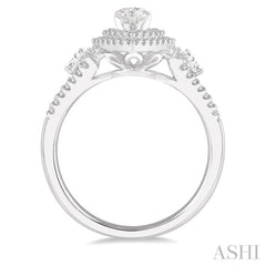 Pear Shape Halo Diamond Engagement Ring