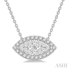 Marquise Shape East-West Halo Lovebright Essential Diamond Pendant