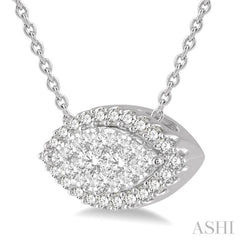 Marquise Shape East-West Halo Lovebright Essential Diamond Pendant