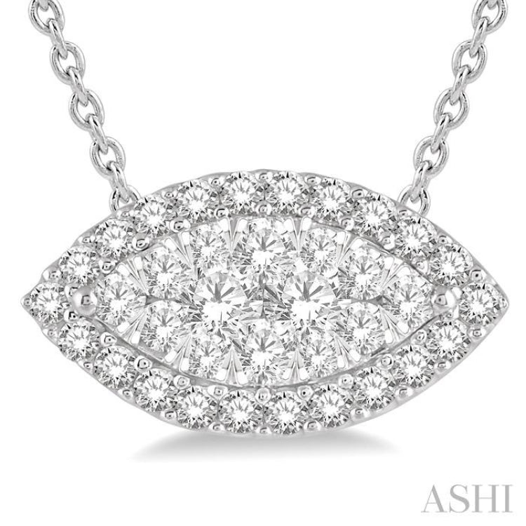 Marquise Shape East-West Halo Lovebright Essential Diamond Pendant