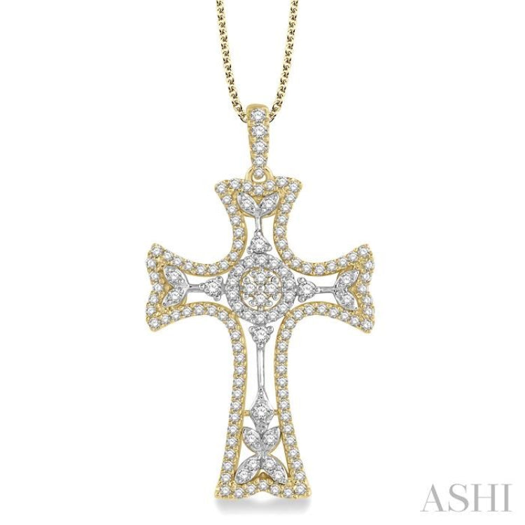 Cross Halo Diamond Fashion Pendant