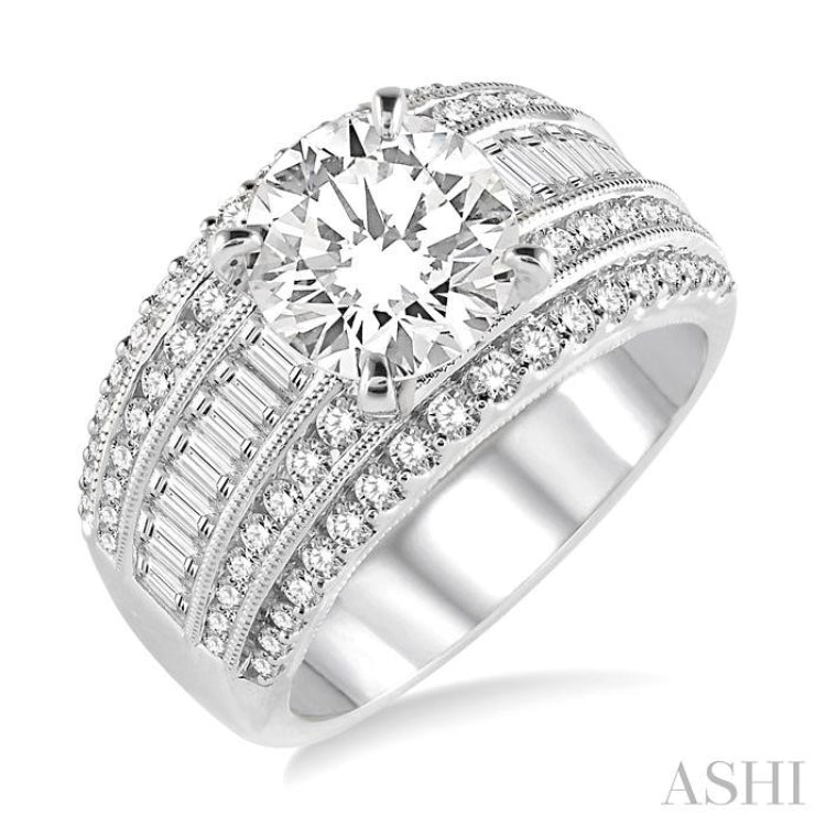 Round Shape Semi-Mount Diamond Engagement Ring