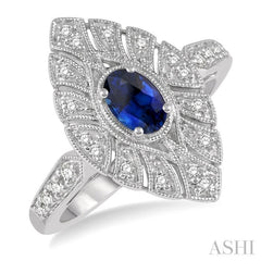 Oval Shape Gemstone & Diamond Ring