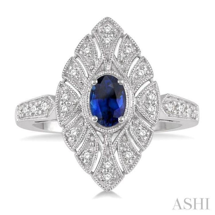 Oval Shape Gemstone & Diamond Ring