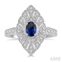 Oval Shape Gemstone & Diamond Ring