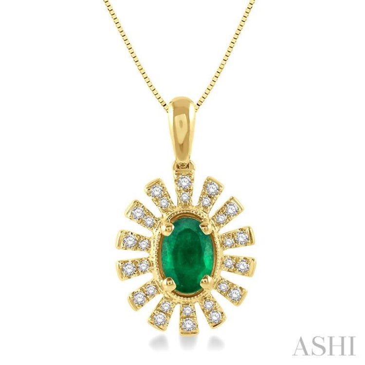 Oval Shape Gemstone & Diamond Pendant