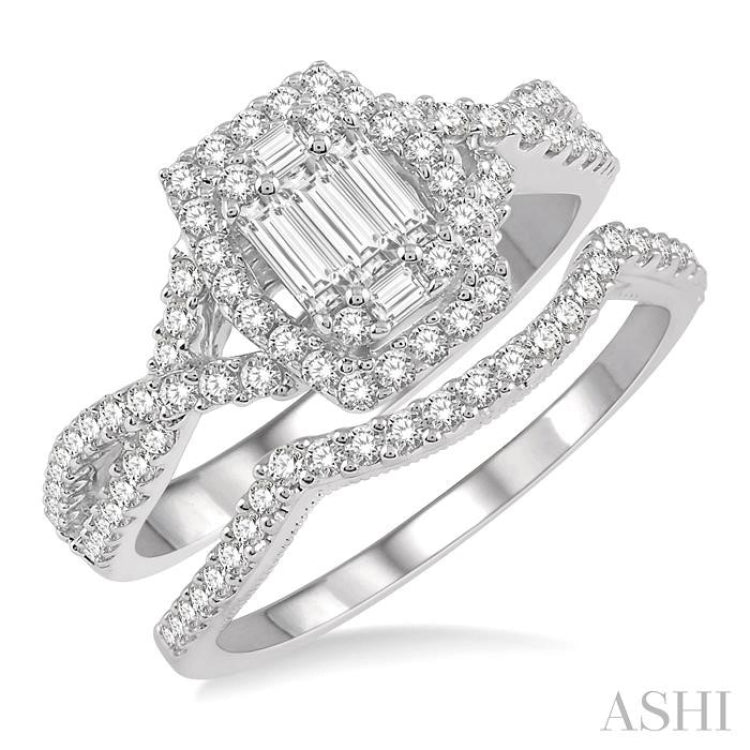 Halo Fusion Diamond Wedding Set