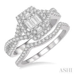 Halo Fusion Diamond Wedding Set