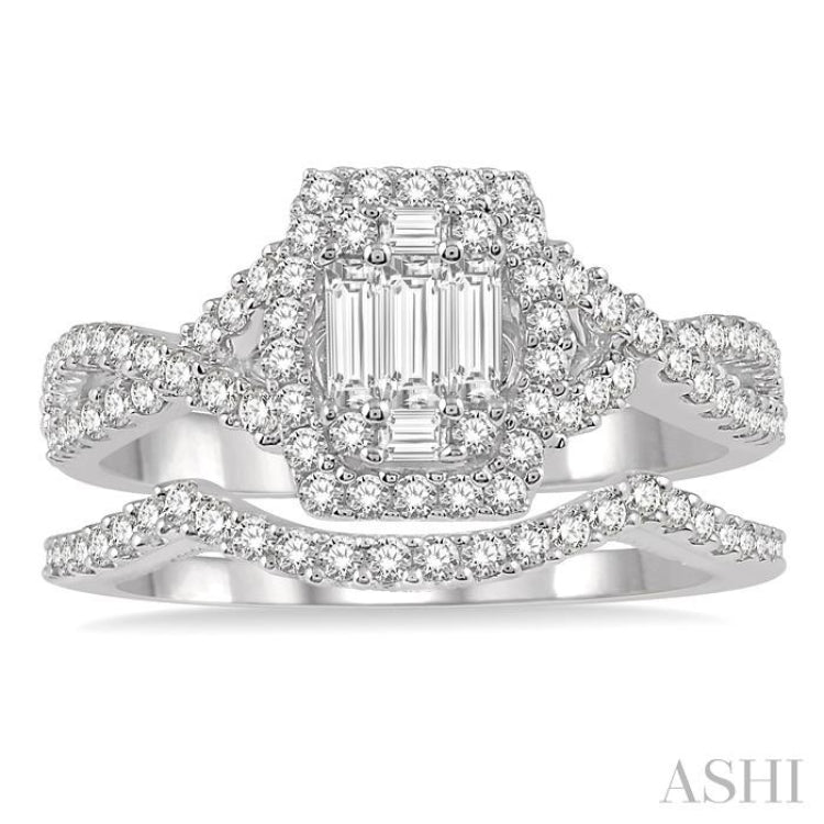 Halo Fusion Diamond Wedding Set