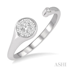 Round Shape Lovebright Diamond Fashion Open Signet Ring