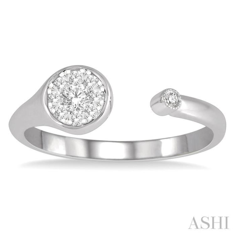 Round Shape Lovebright Diamond Fashion Open Signet Ring