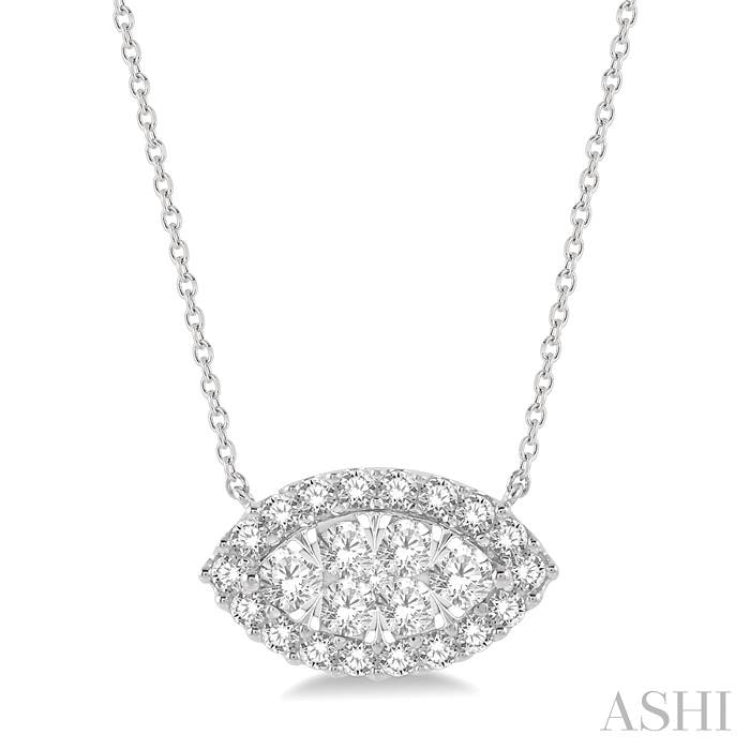 Marquise Shape East-West Halo Lovebright Essential Diamond Necklace