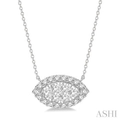 Marquise Shape East-West Halo Lovebright Essential Diamond Necklace