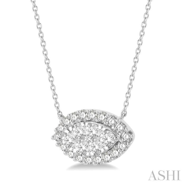 Marquise Shape East-West Halo Lovebright Essential Diamond Necklace