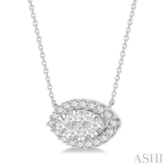 Marquise Shape East-West Halo Lovebright Essential Diamond Necklace