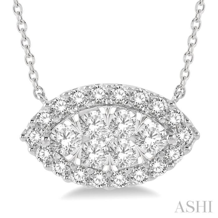 Marquise Shape East-West Halo Lovebright Essential Diamond Necklace